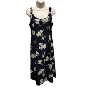 Vintage 90s silk button up dress sleeveless women’s size 6 floral feminine